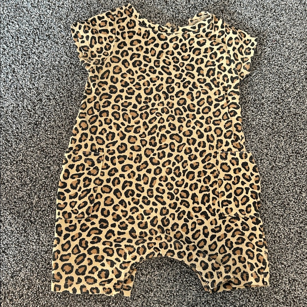 Leopard Print Baby Shorts Romper